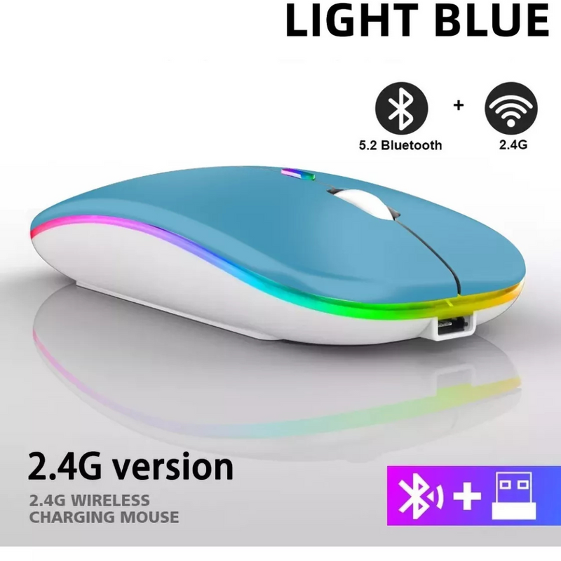 Mouse Sem Fio Bluetooth Recarregável LED