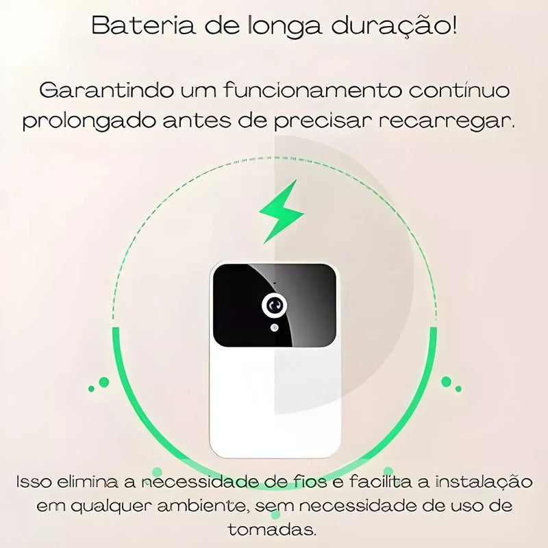 Campainha Com Câmera Wi-Fi Sem Fio. Com Monitoramento Remoto e Notificações