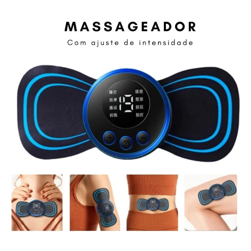 Mini Massageador Elétrico Portátil De Estimulação EMS. Para Alivio Da Dor Muscular