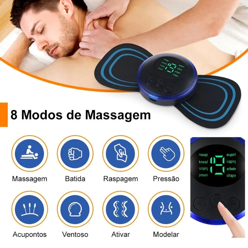 Mini Massageador Elétrico Portátil De Estimulação EMS. Para Alivio Da Dor Muscular